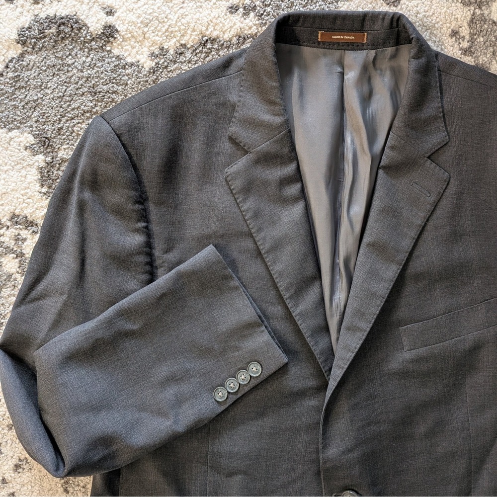 Peter Millar Mens Charcoal Gray 2 Button Double‎ Vent Blazer Jacket 46R